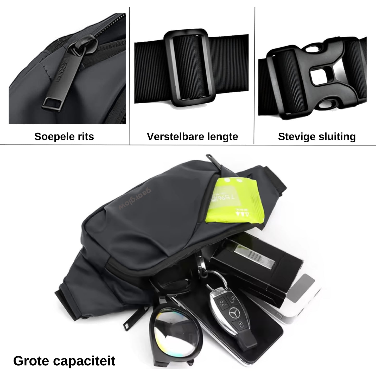 GearGlow Heuptas - Unisex - Grijs