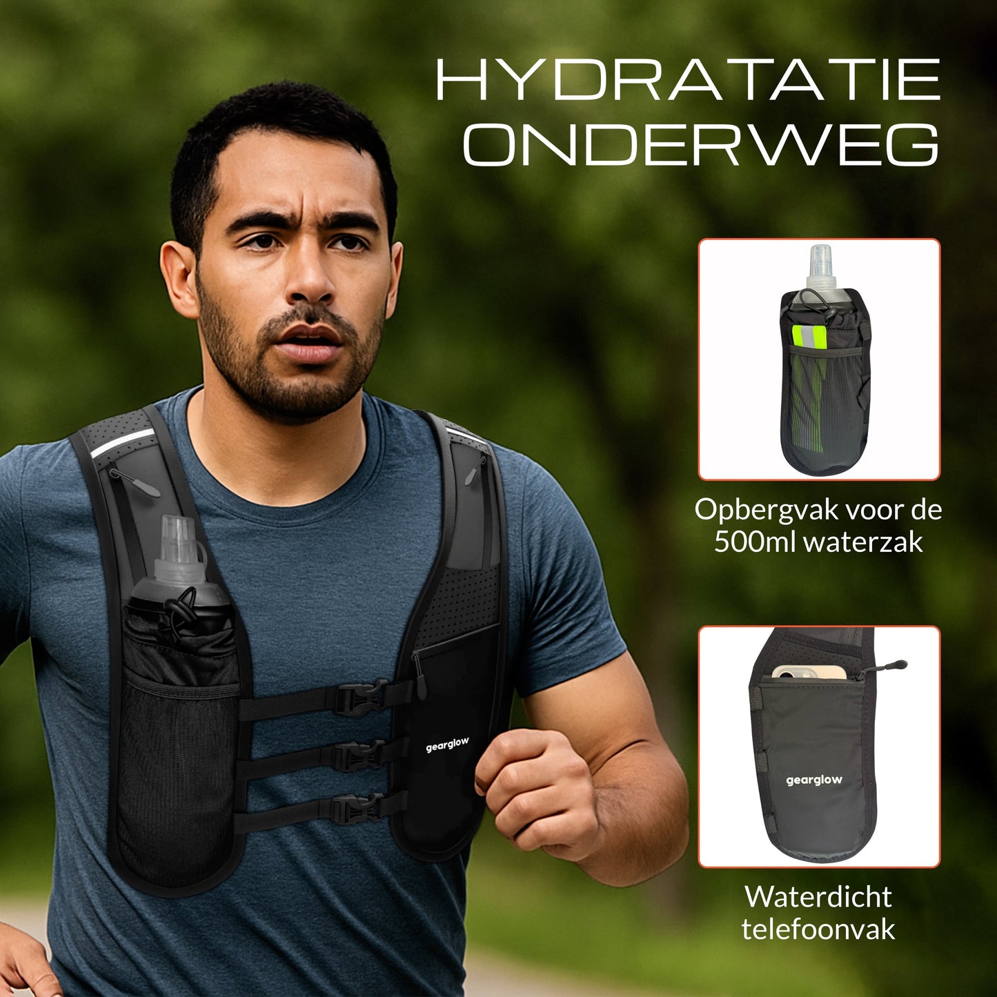 Reflecterend Hardloopvest met 500ml Knijpfles