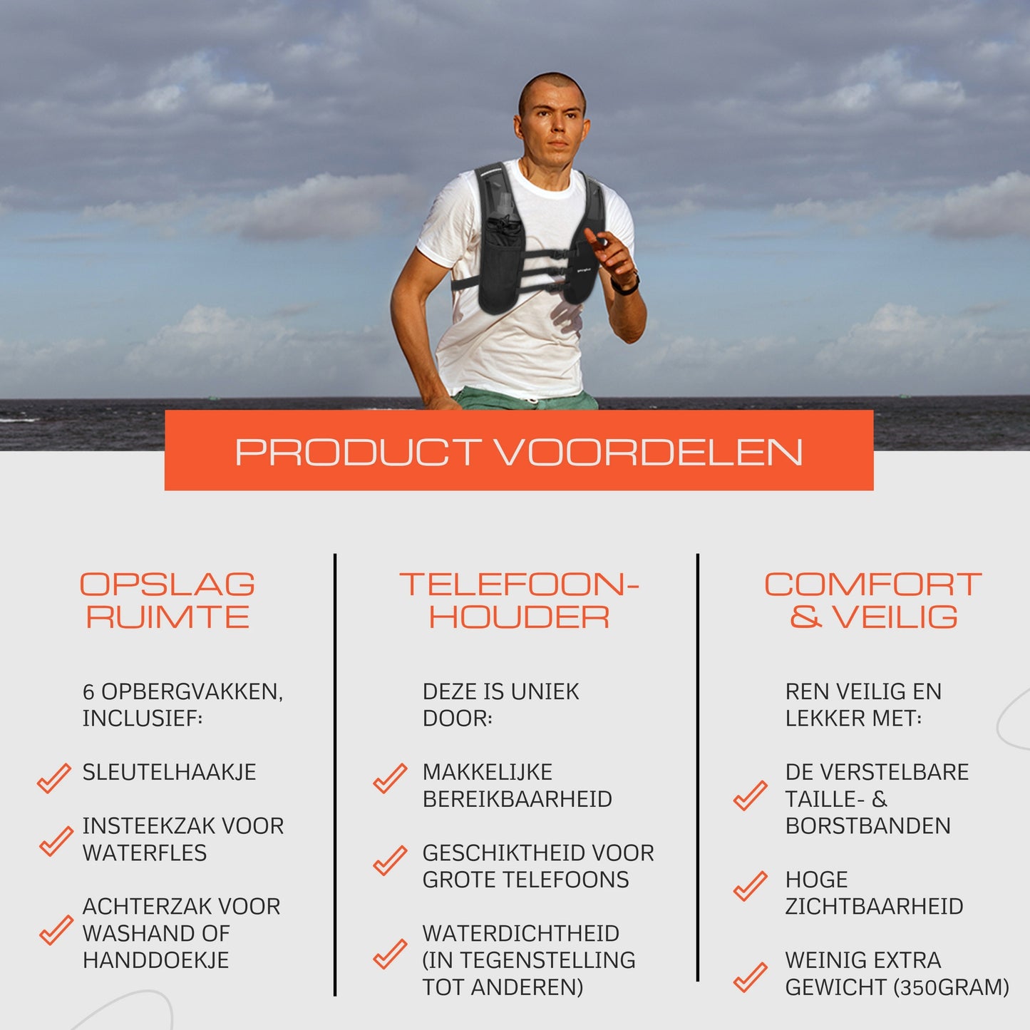Reflecterend Hardloopvest met 500ml Knijpfles