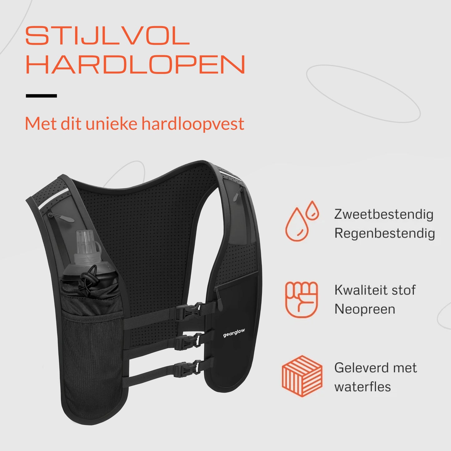 Reflecterend Hardloopvest met 500ml Knijpfles