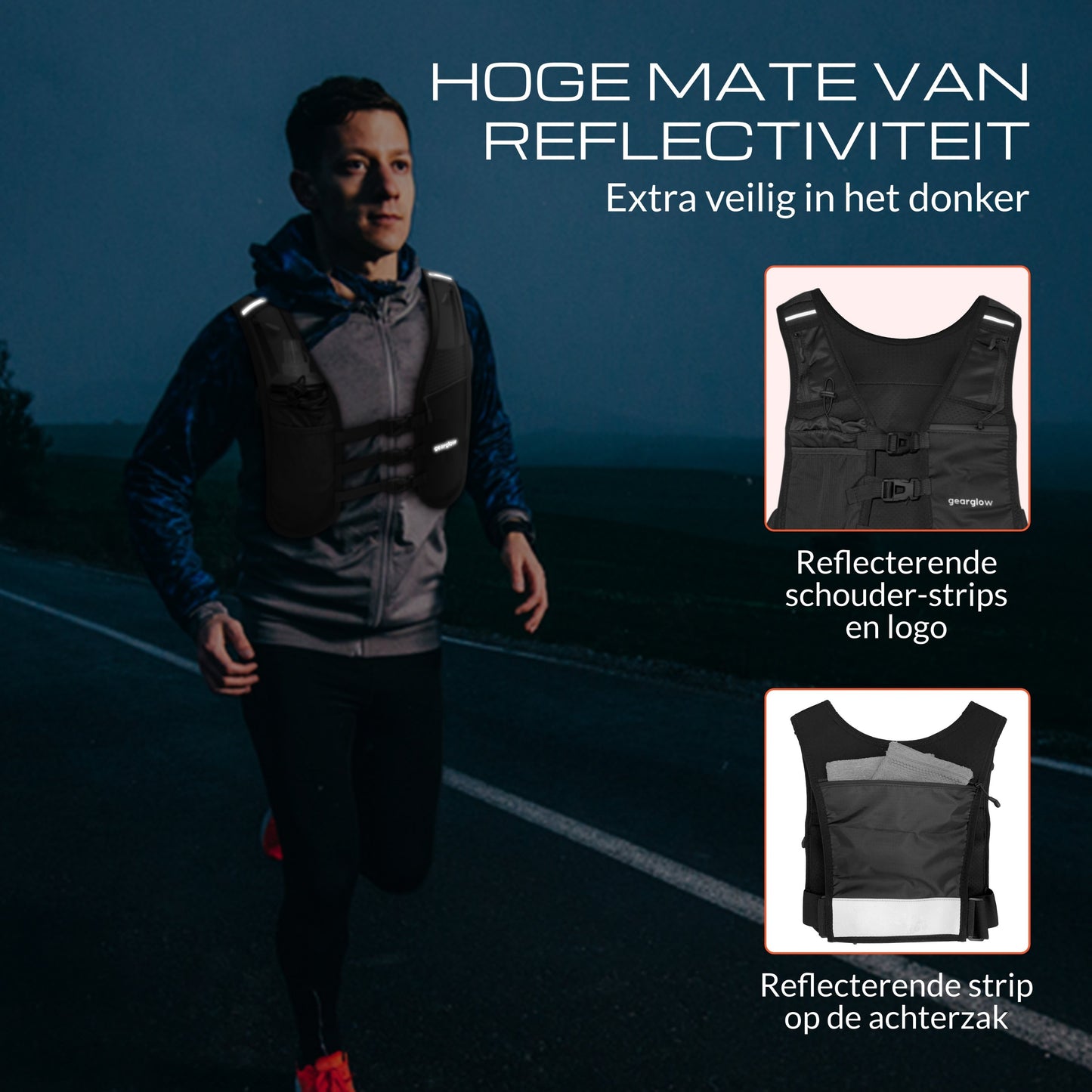 Reflecterend Hardloopvest met 500ml Knijpfles