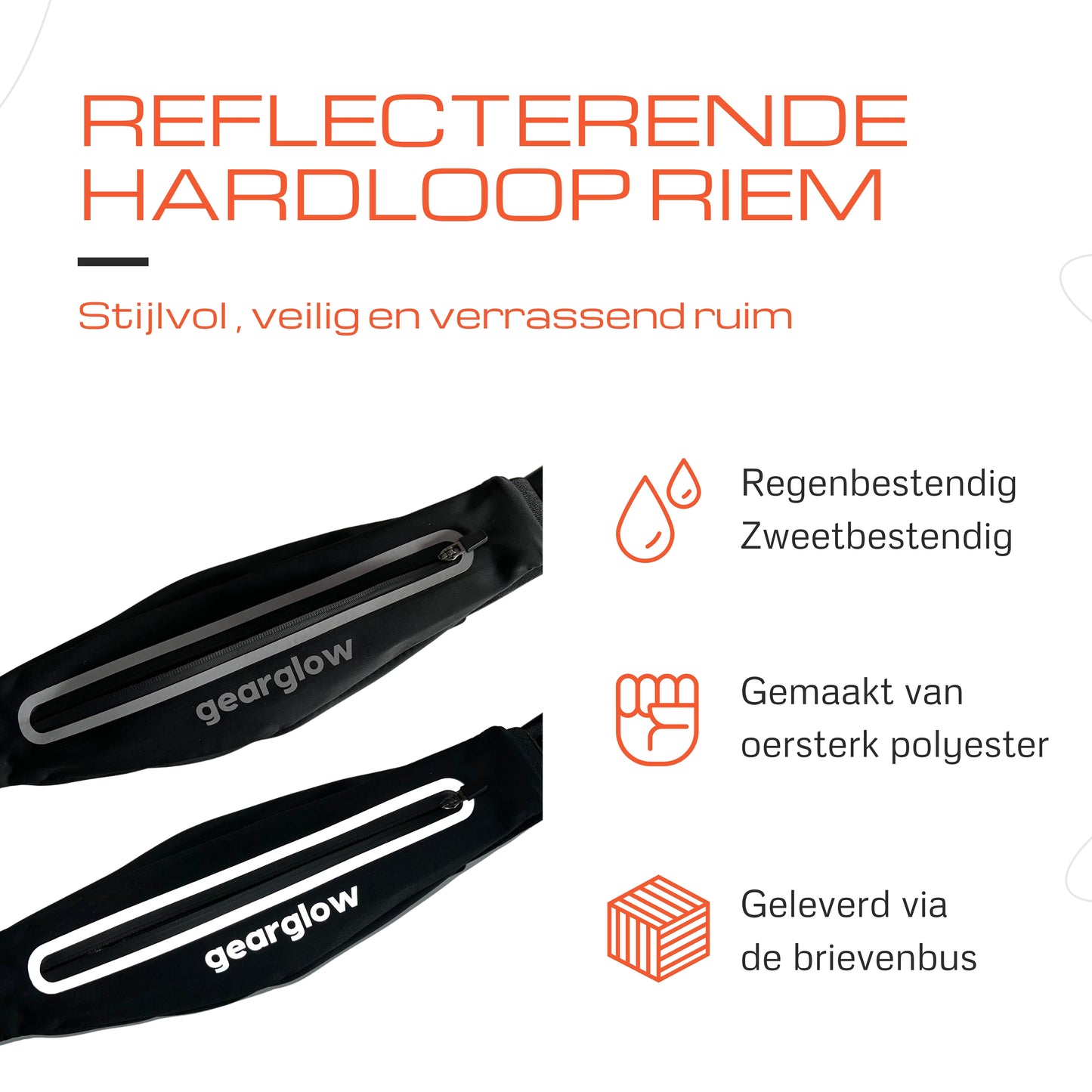 GearGlow® Reflecterende Hardloop Heupband - Zwart