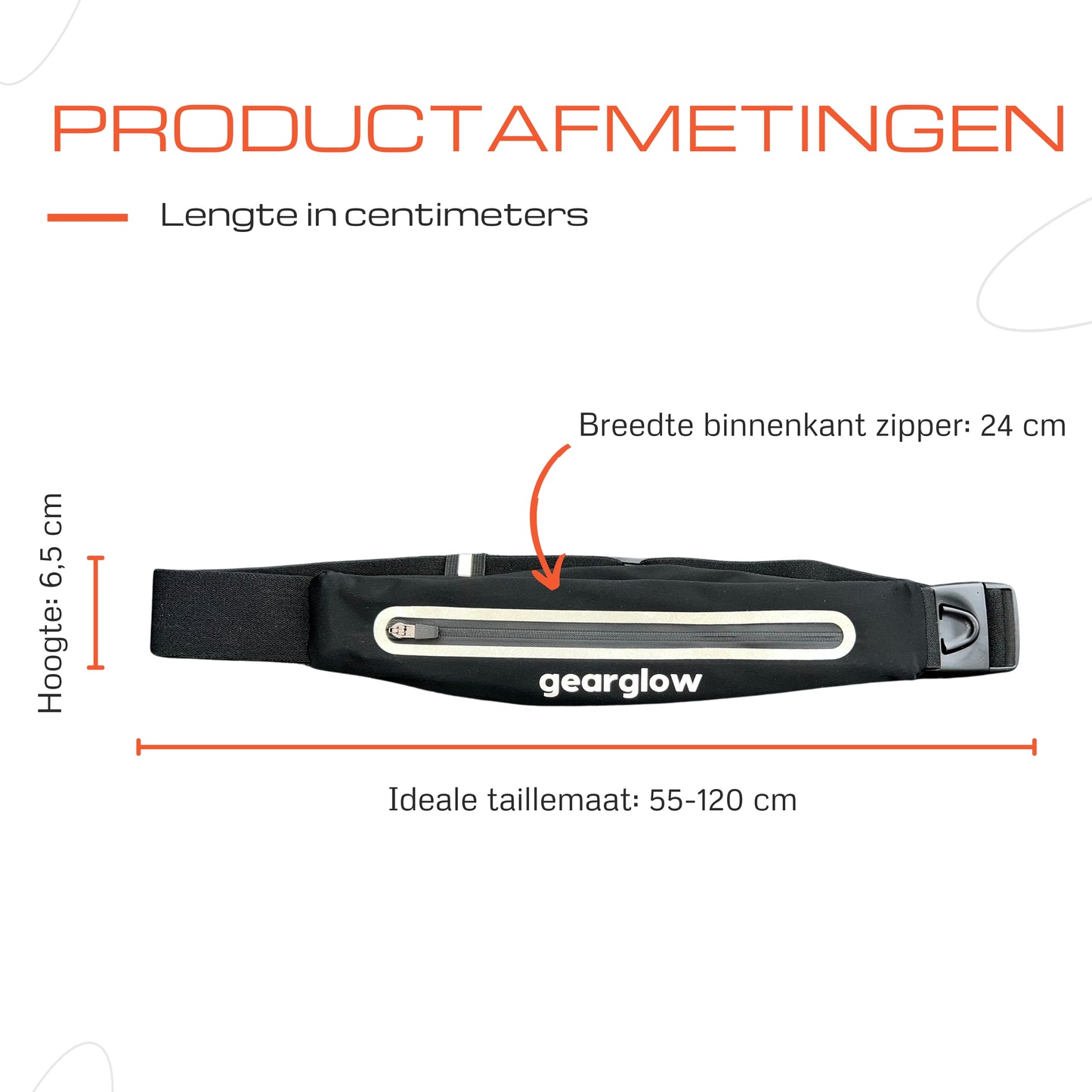 GearGlow® Reflecterende Hardloop Heupband - Zwart