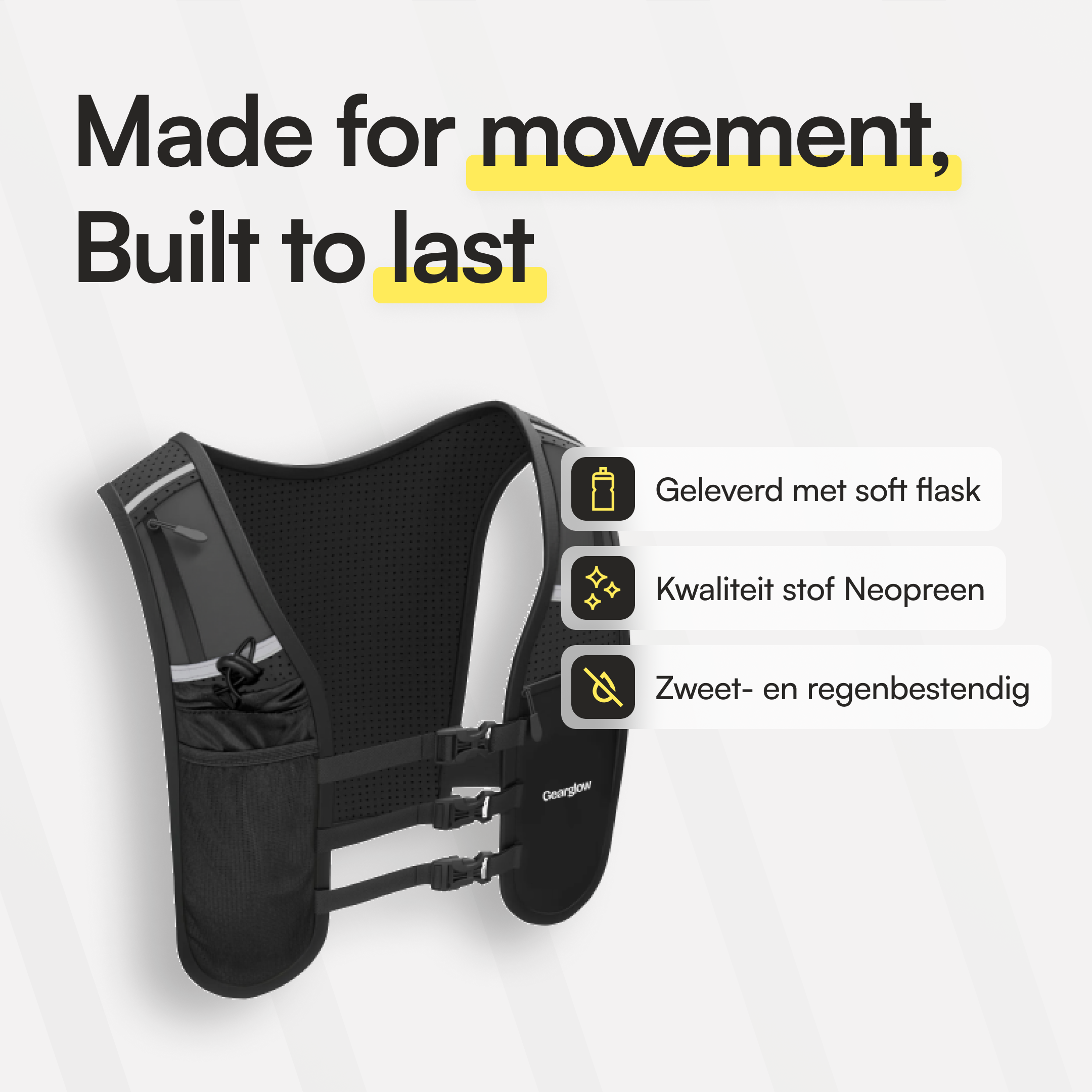 Reflecterend Hardloopvest met 500ml Knijpfles