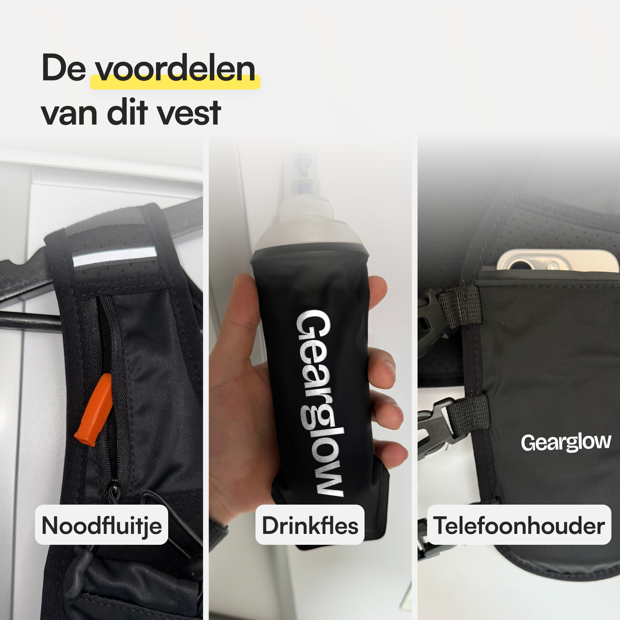 Reflecterend Hardloopvest met 500ml Knijpfles
