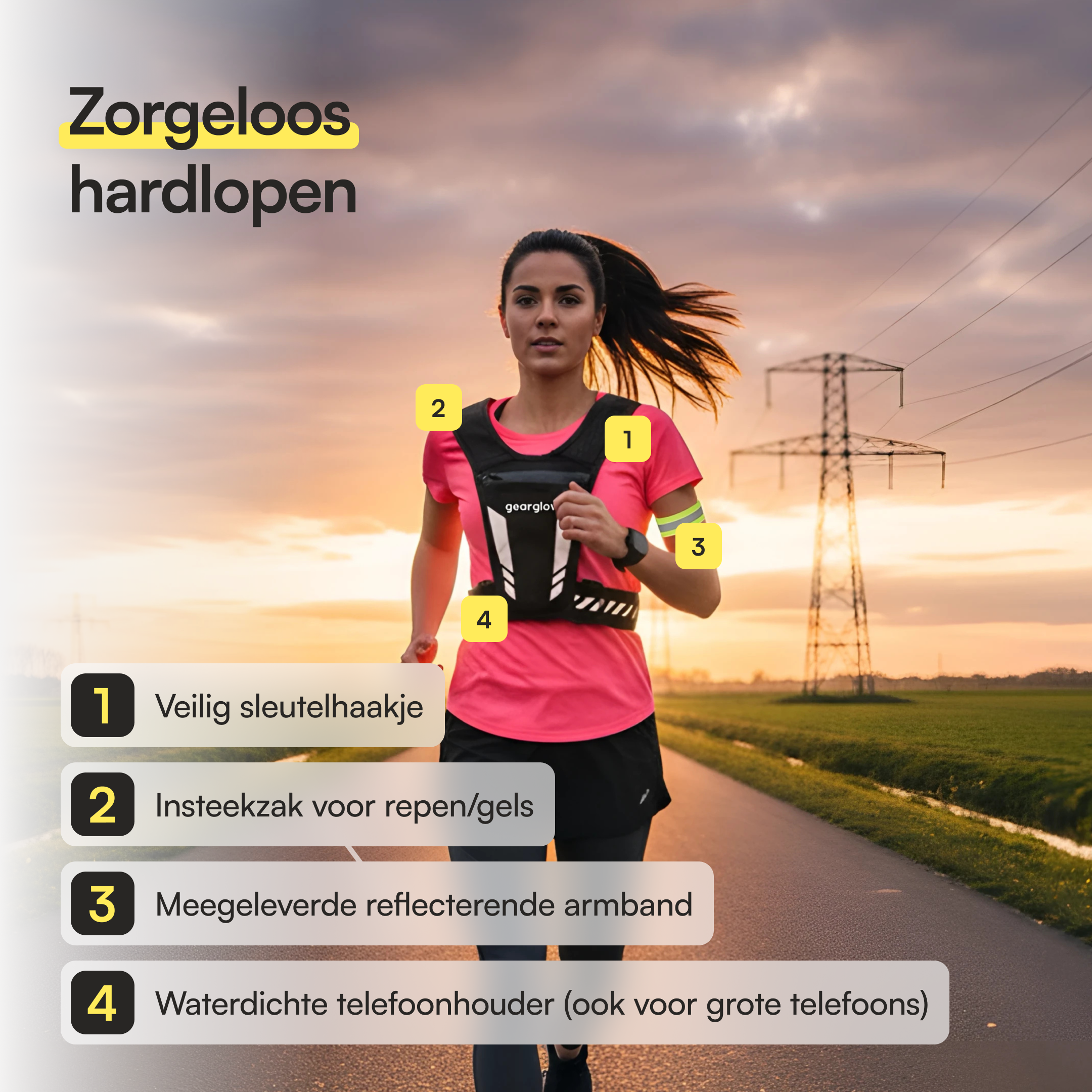 Reflecterend Hardloopvest met Waterdichte Telefoonhouder