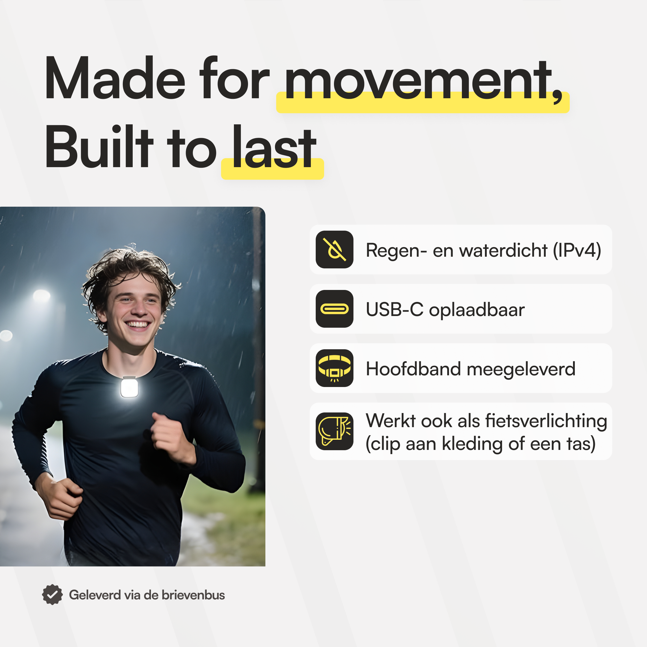 Hardlooplampje clip-on