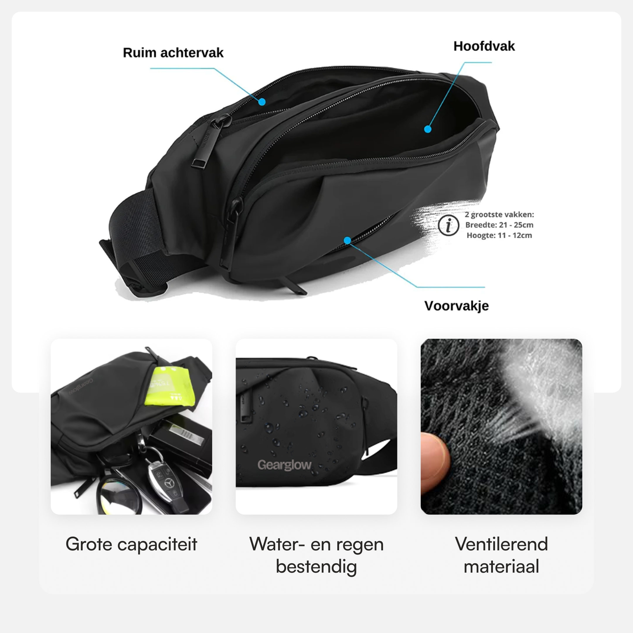 Heuptas - Unisex - Zwart