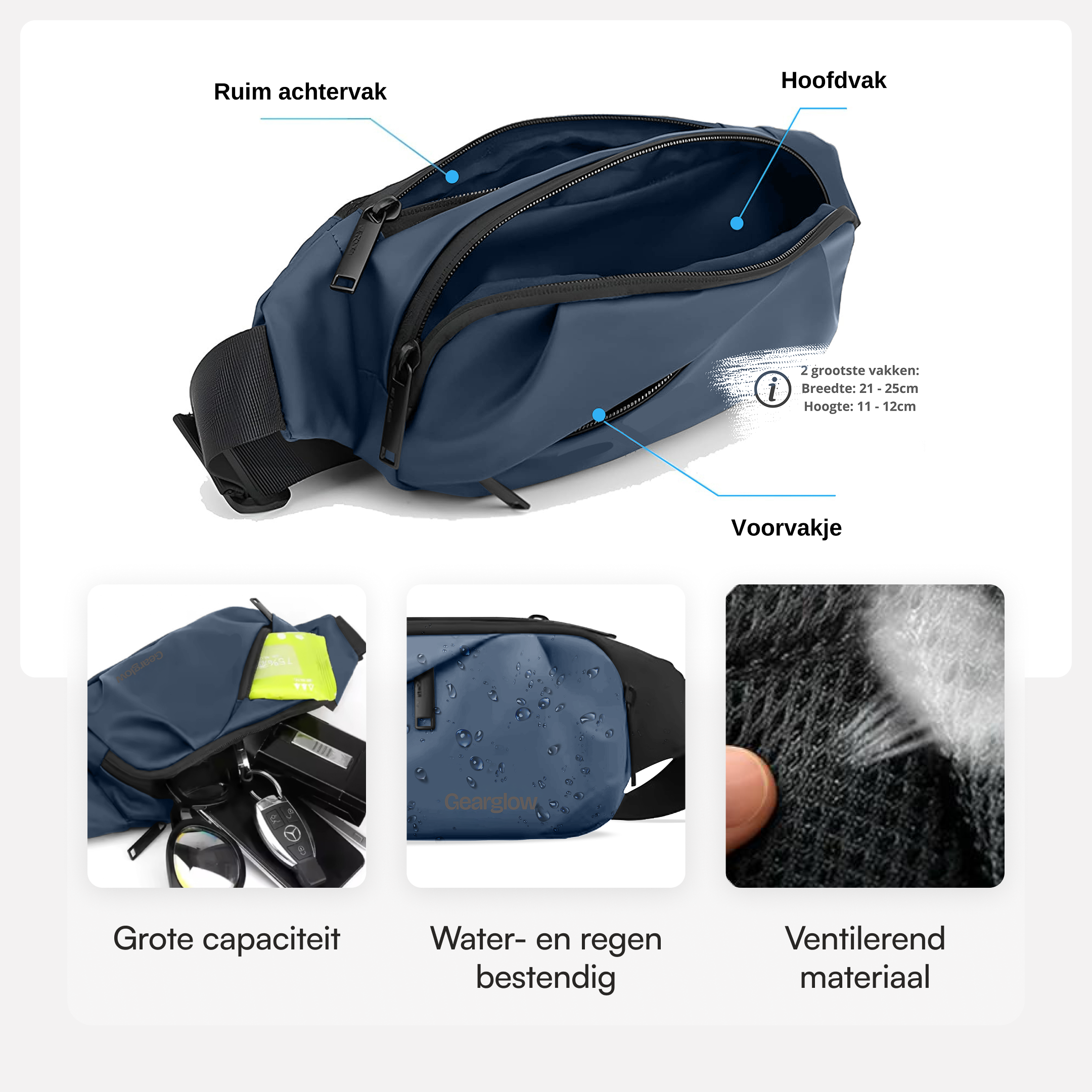 Heuptas - Unisex - Blauw