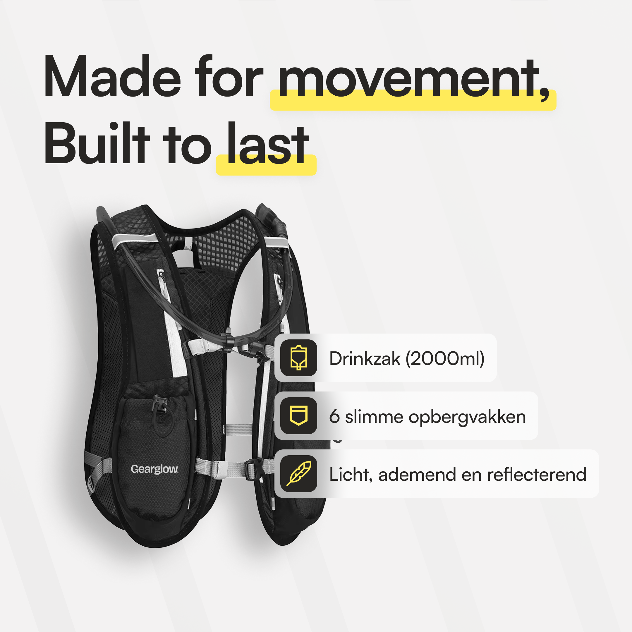 Reflecterend Hardloopvest met 2000ml Waterzak