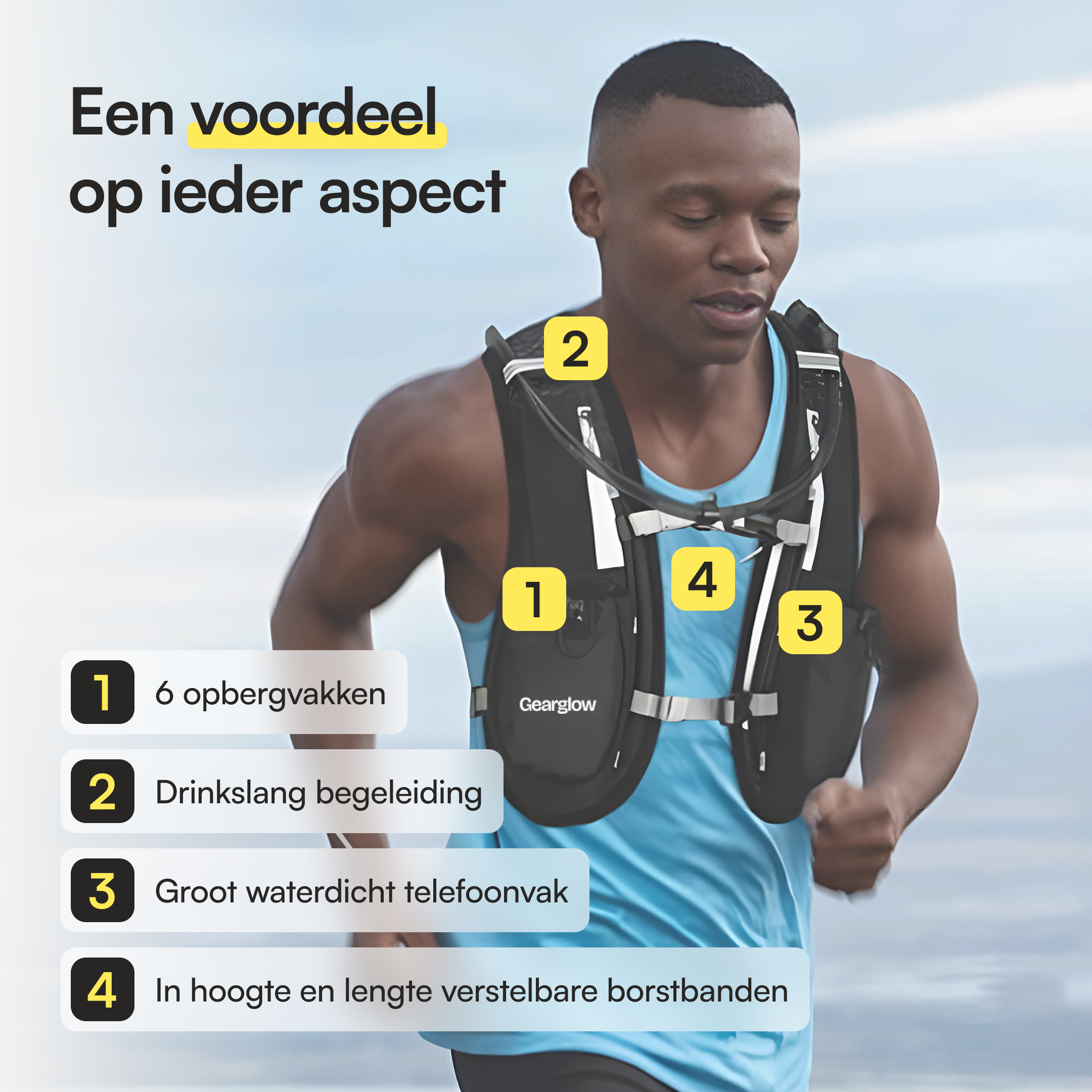 Reflecterend Hardloopvest met 2000ml Waterzak