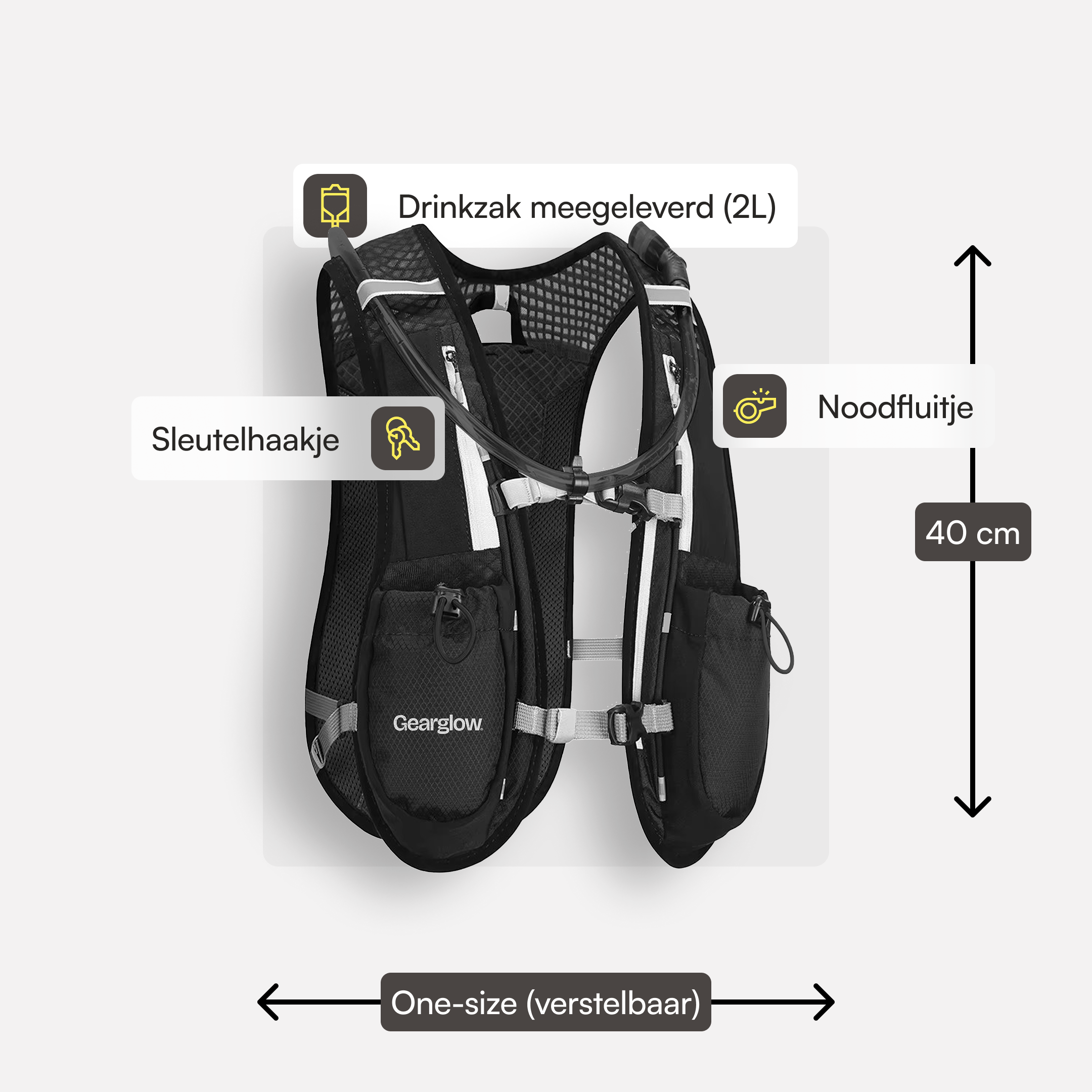 Reflecterend Hardloopvest met 2000ml Waterzak