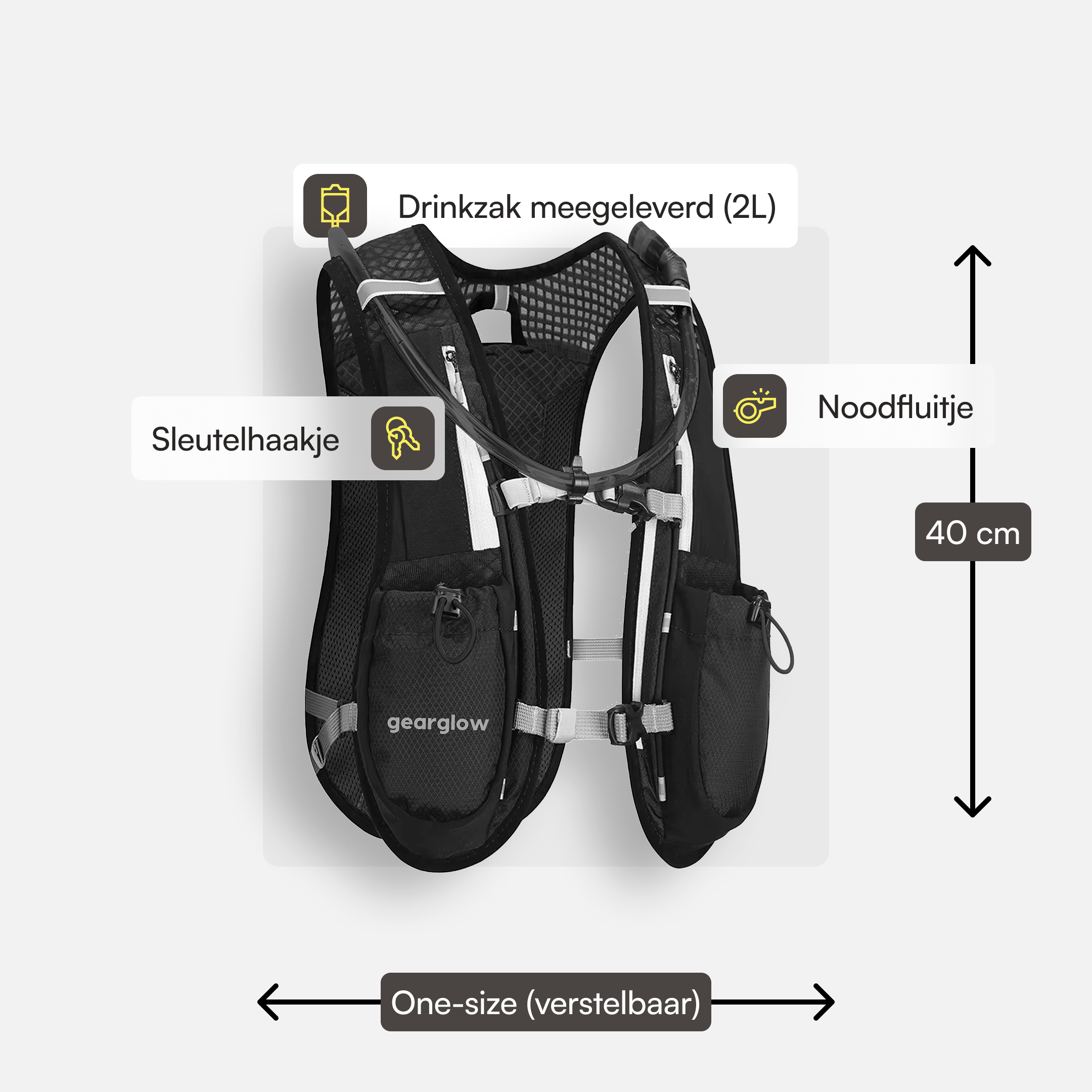 Reflecterend Hardloopvest met 2000ml Waterzak