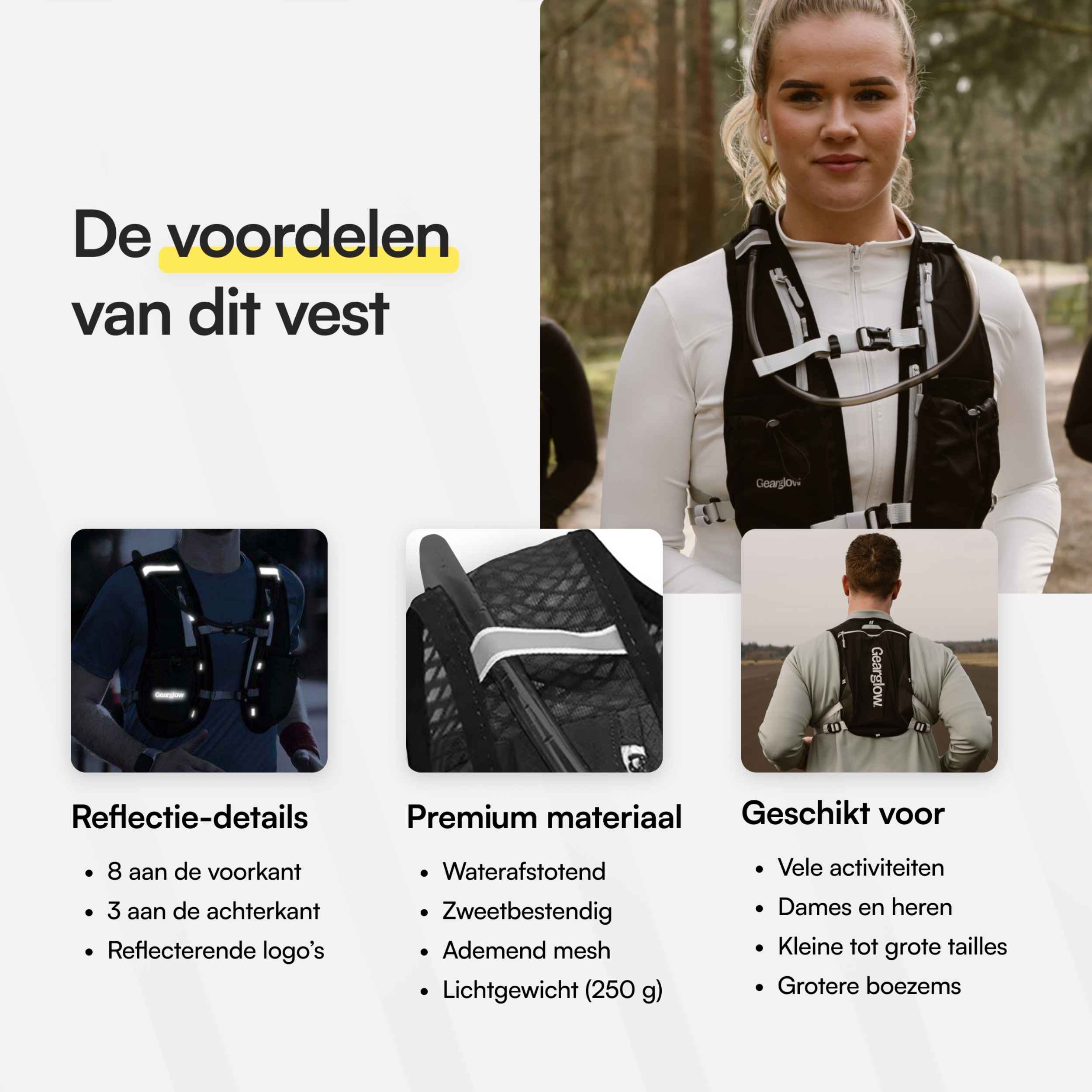 Hardloopvest met 2L Waterzak en Drinkslang