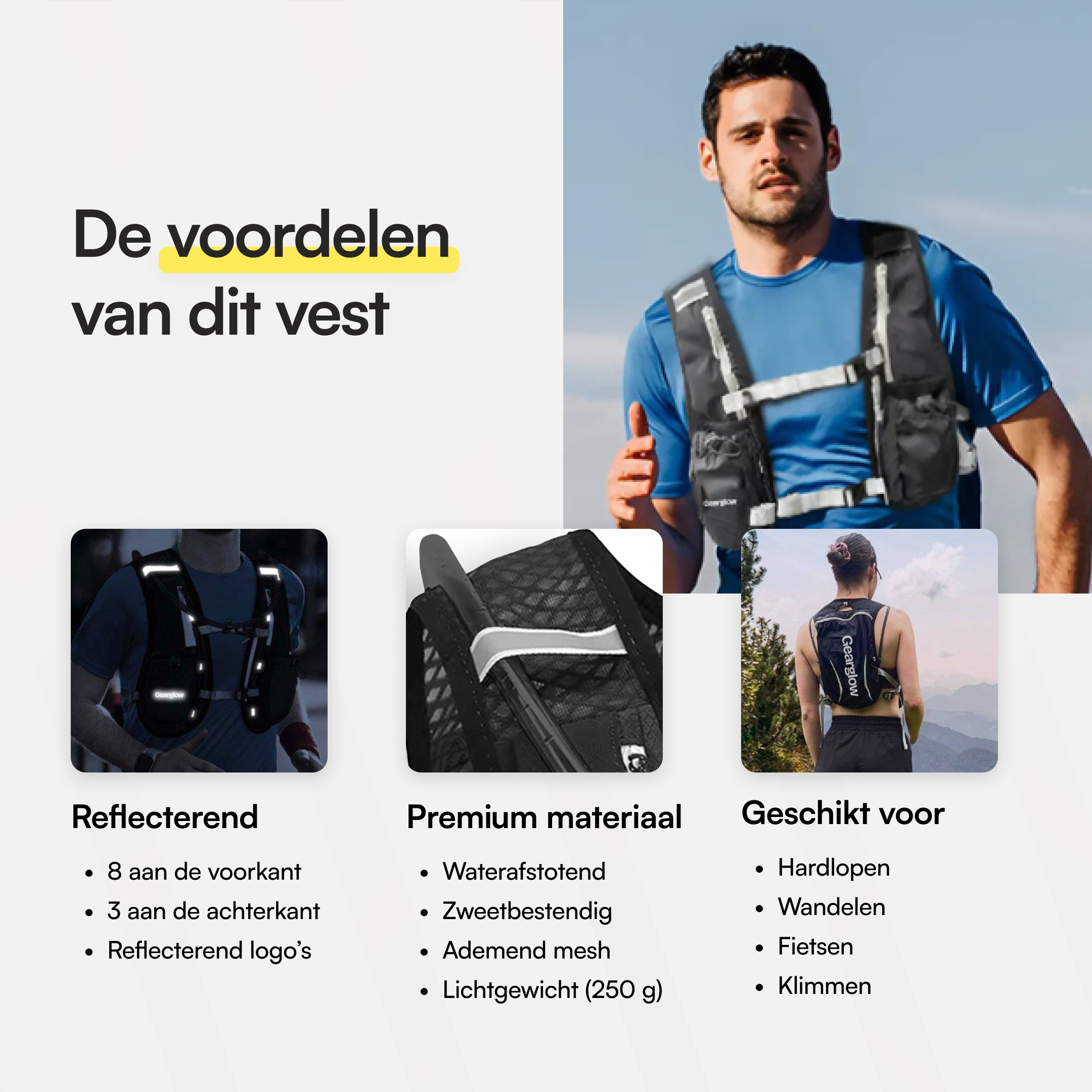 Reflecterend Hardloopvest met 2000ml Waterzak