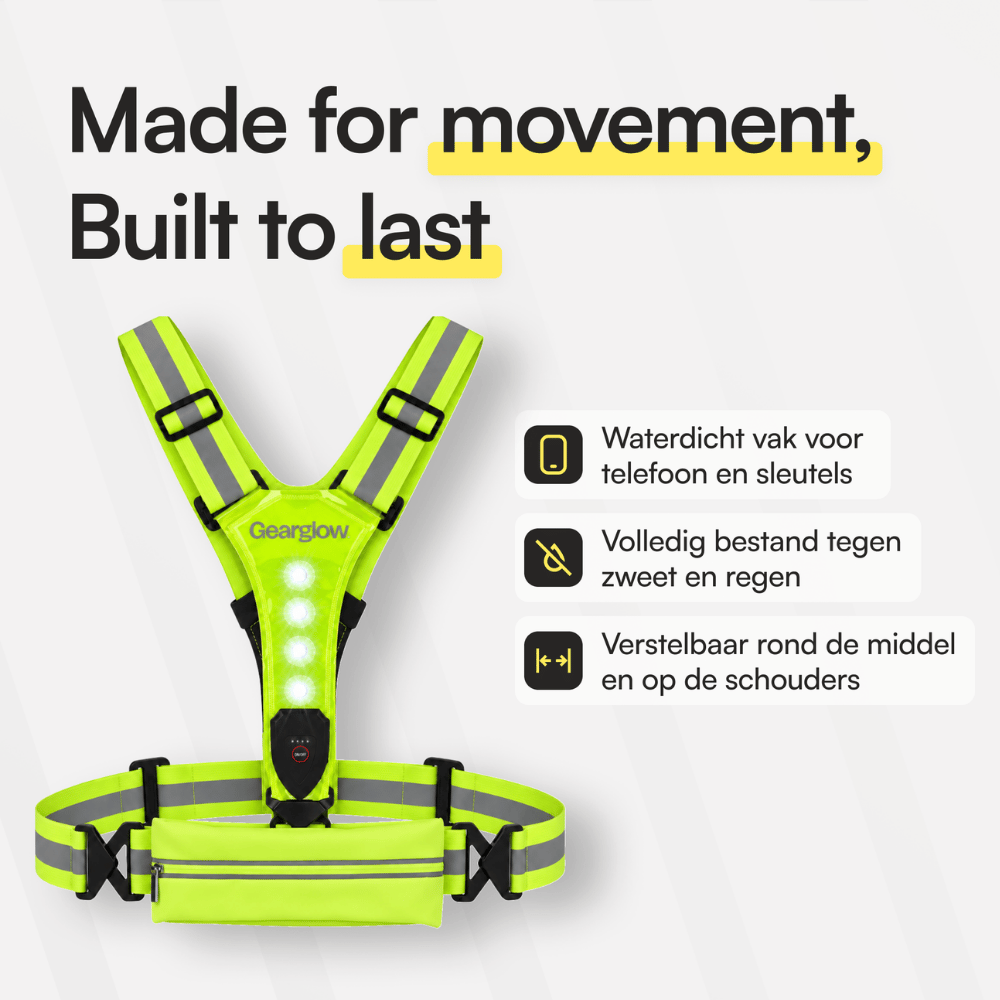 LED Hardloopvest met Verlichting - Geel
