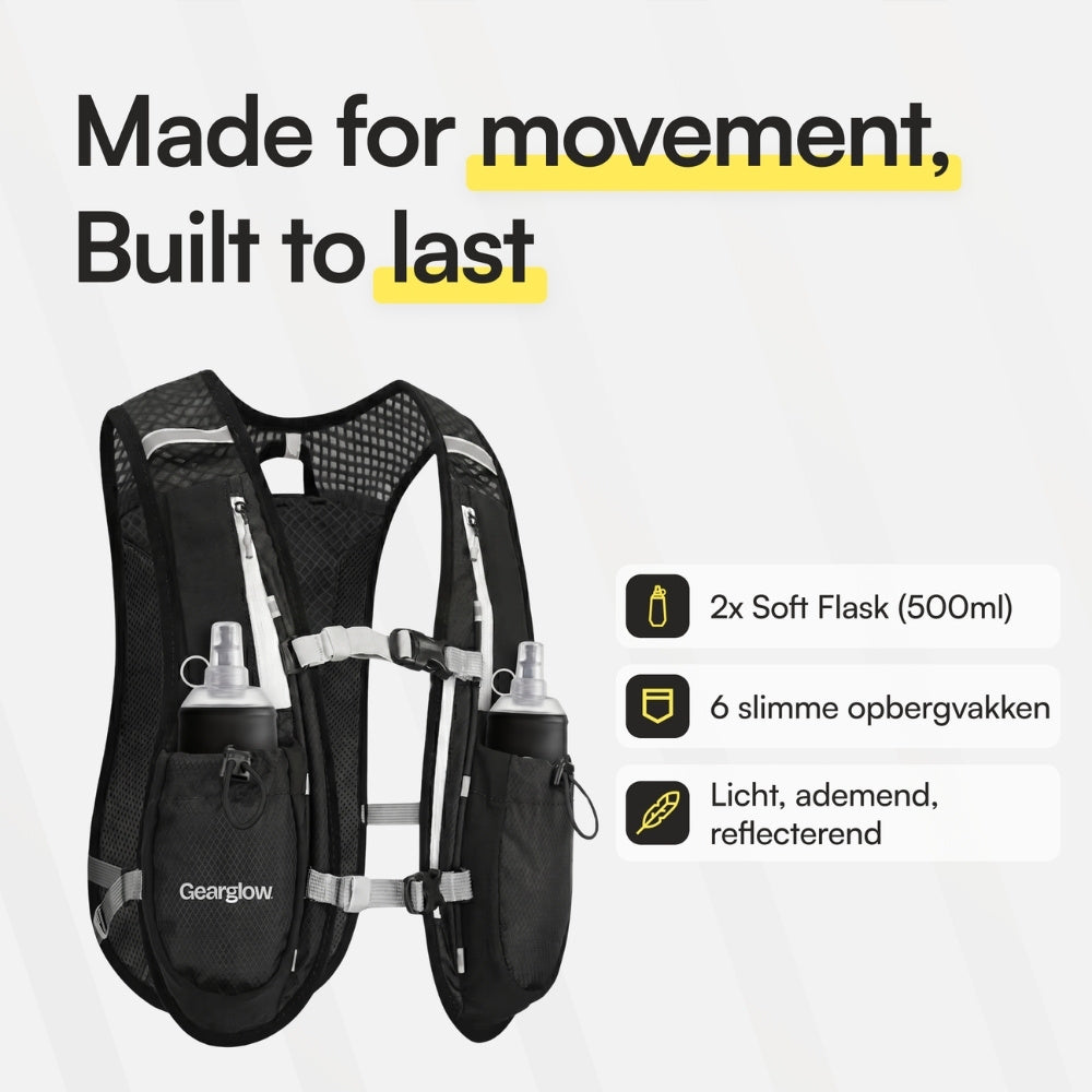 Hardloopvest met 2 Soft Flasks (500ml)