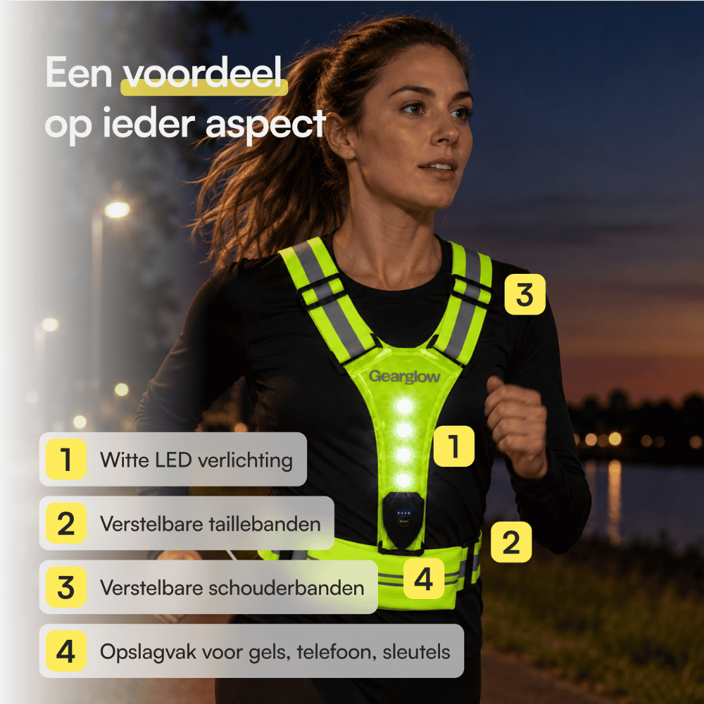 LED Hardloopvest met Verlichting - Geel