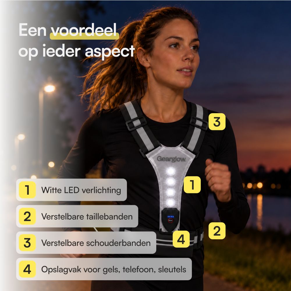 LED Hardloopvest met Verlichting - Zwart