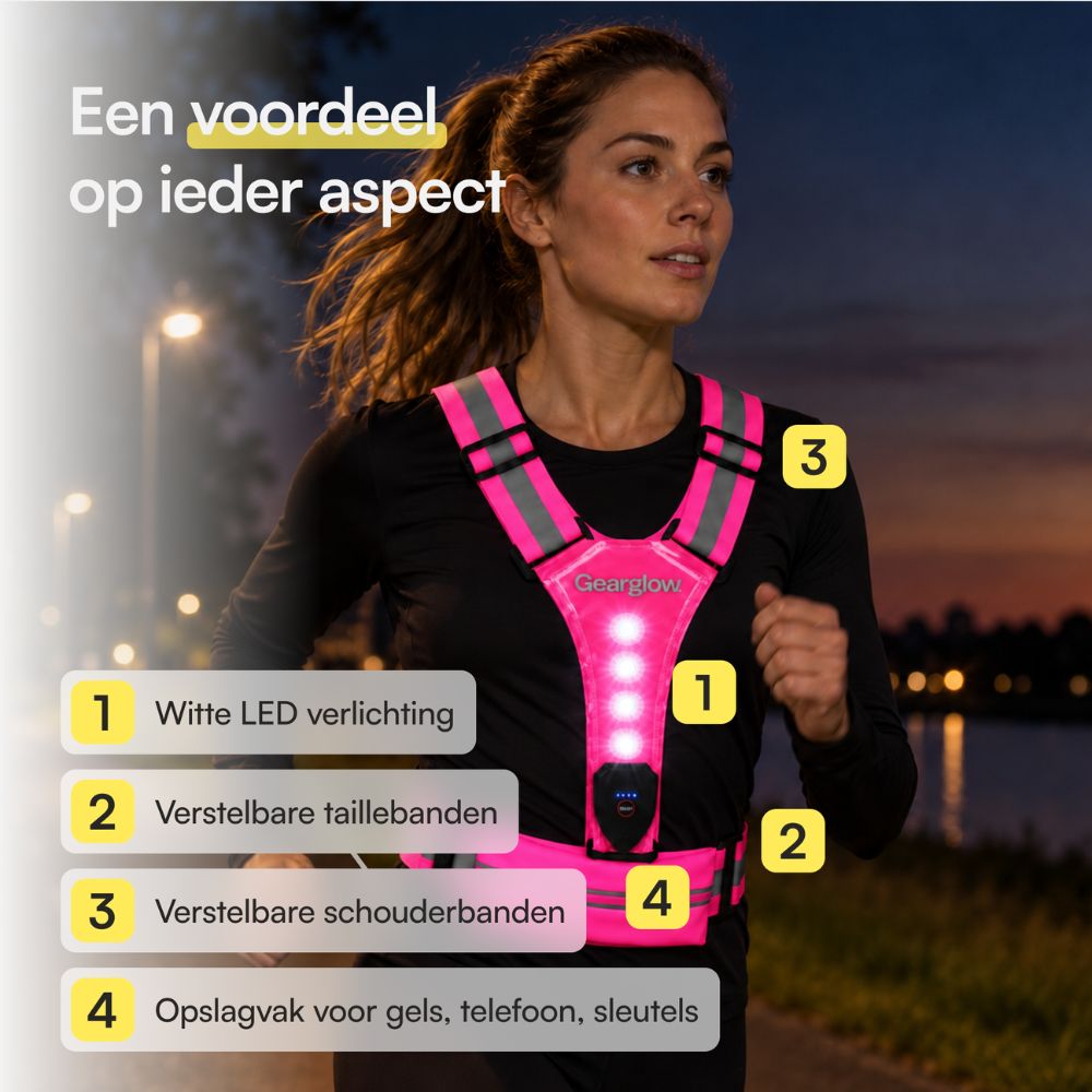 LED Hardloopvest met Verlichting - Roze