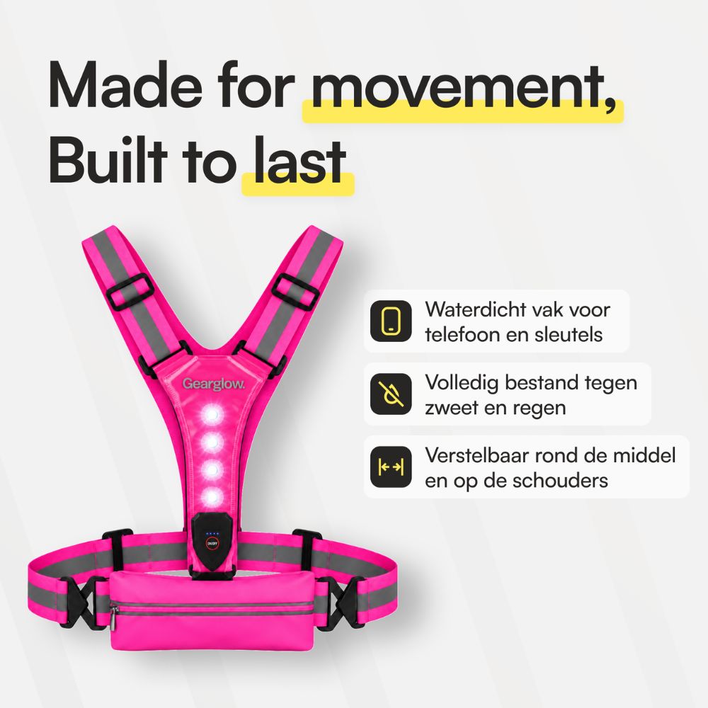 LED Hardloopvest met Verlichting - Roze