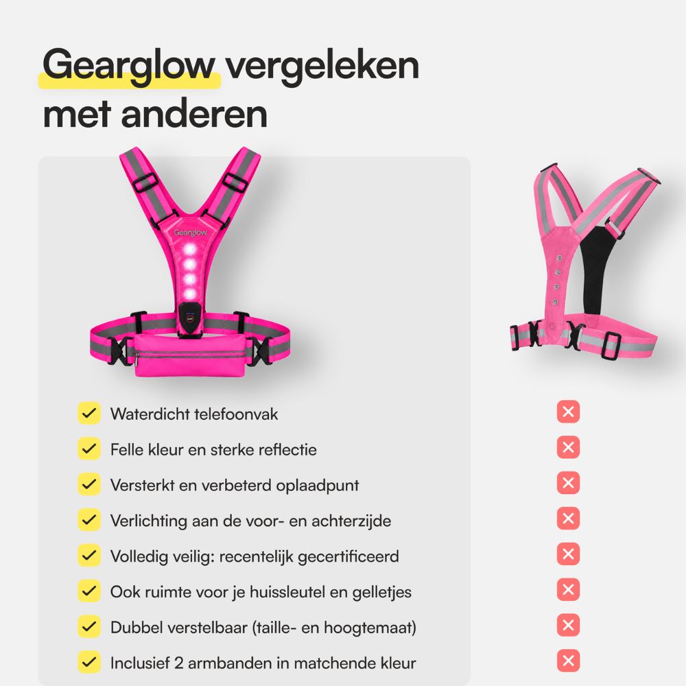 LED Hardloopvest met Verlichting - Roze