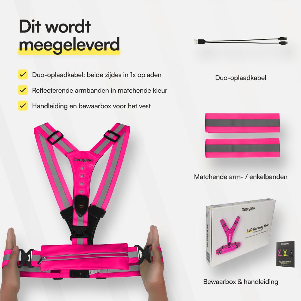 LED Hardloopvest met Verlichting - Roze