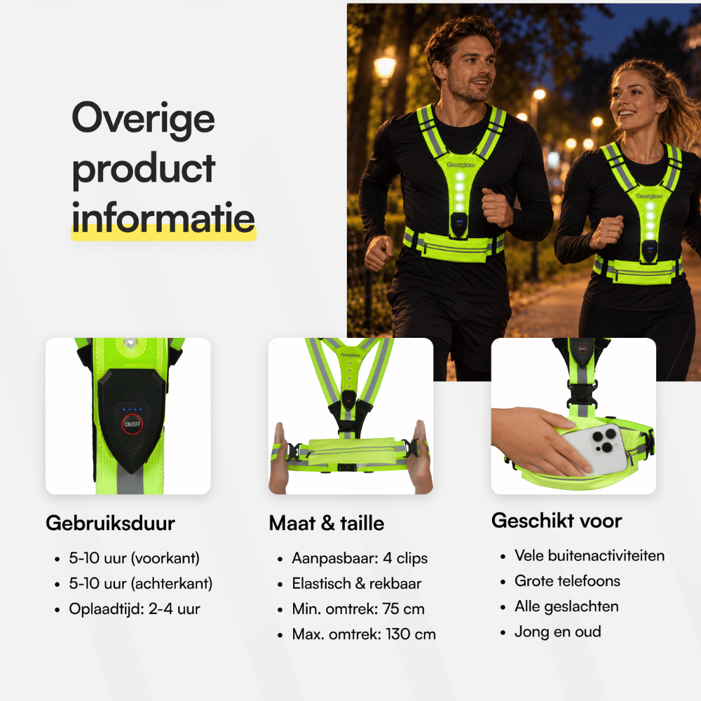 LED Hardloopvest met Verlichting - Geel